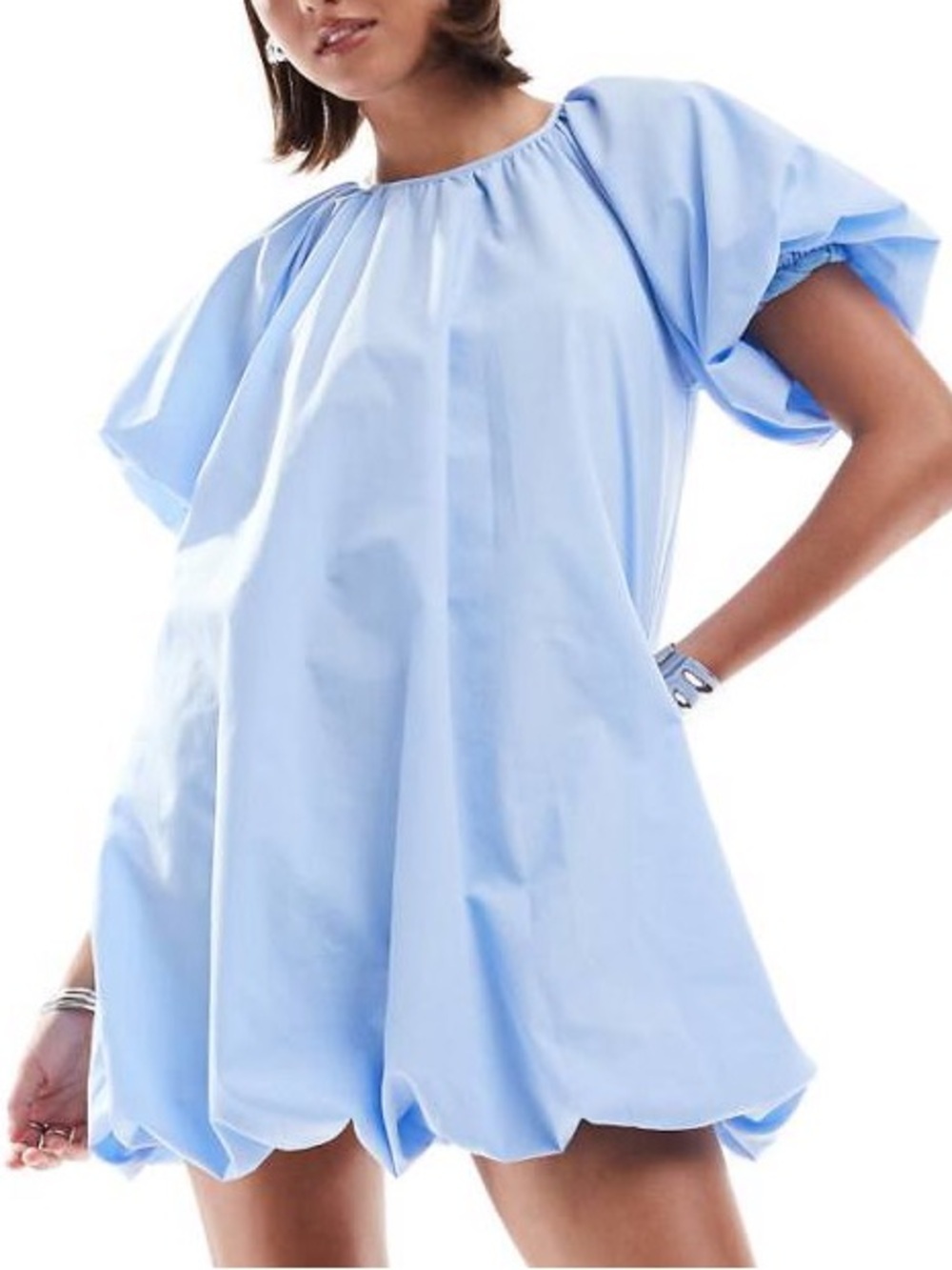 ASOS DESIGN puffed smock mini dress
Light Blue Puff Sleeve Women’s 6